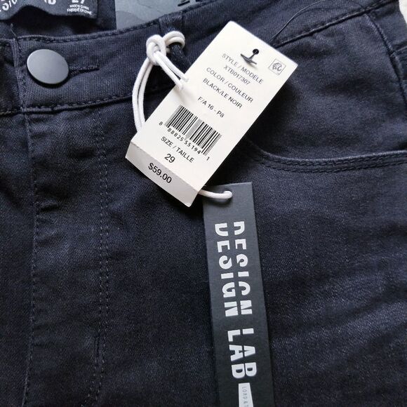 NEW Design Lab black skinny jeans distressed hem 8 - Picture 4 of 9